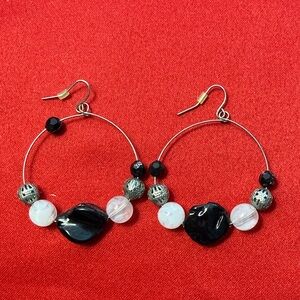 Elegant Black and Silver Hoop Earrings